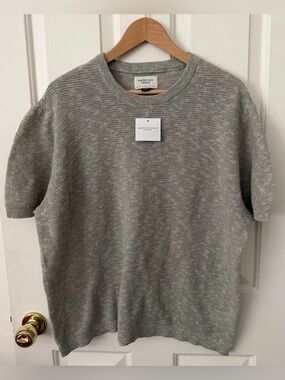 American Eagle Outfitters Crewneck Short-Sleeve Knit Sweater - Gray